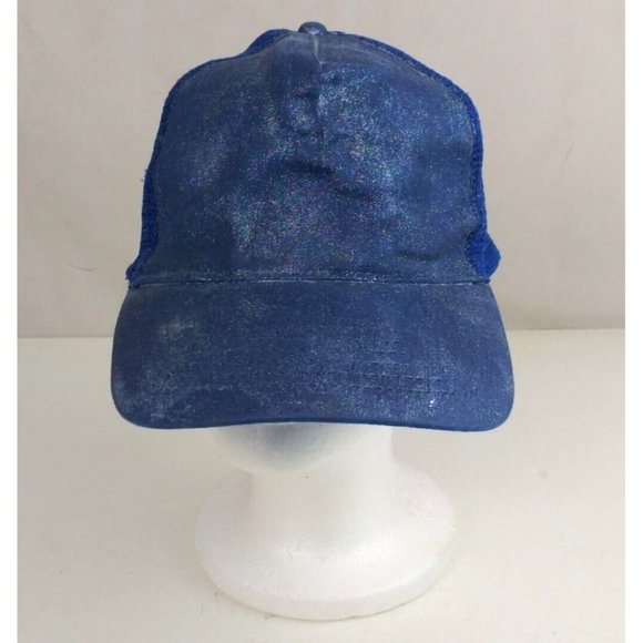 Blue Metallic Glittery Mesh Back Women's Snapback Baseball Cap - Picture 1 of 6